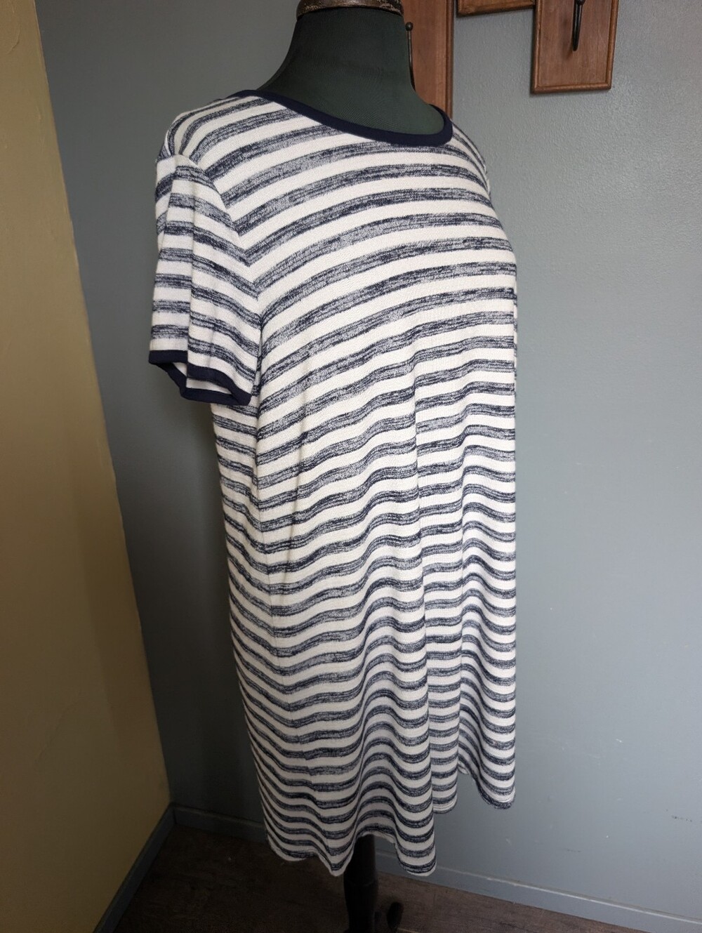 Market & Spurce Striped Navy and White Shift Dress, Lightweight Knit Dress